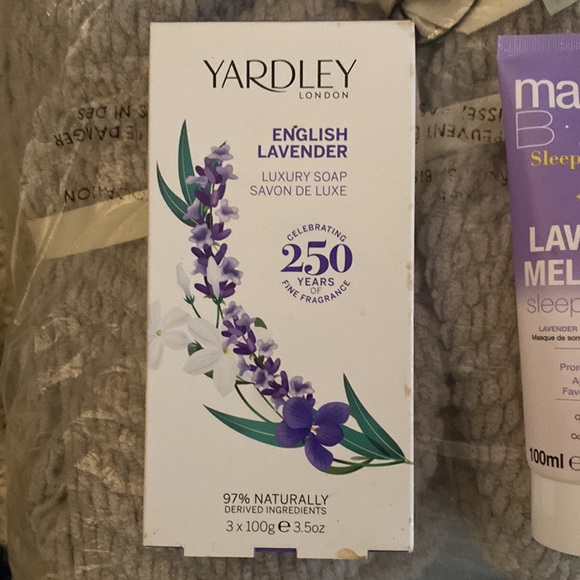 Indigo Grey Throw Blanket, luxury lavender body soap, Lavender sleep mask - Picture 7 of 12